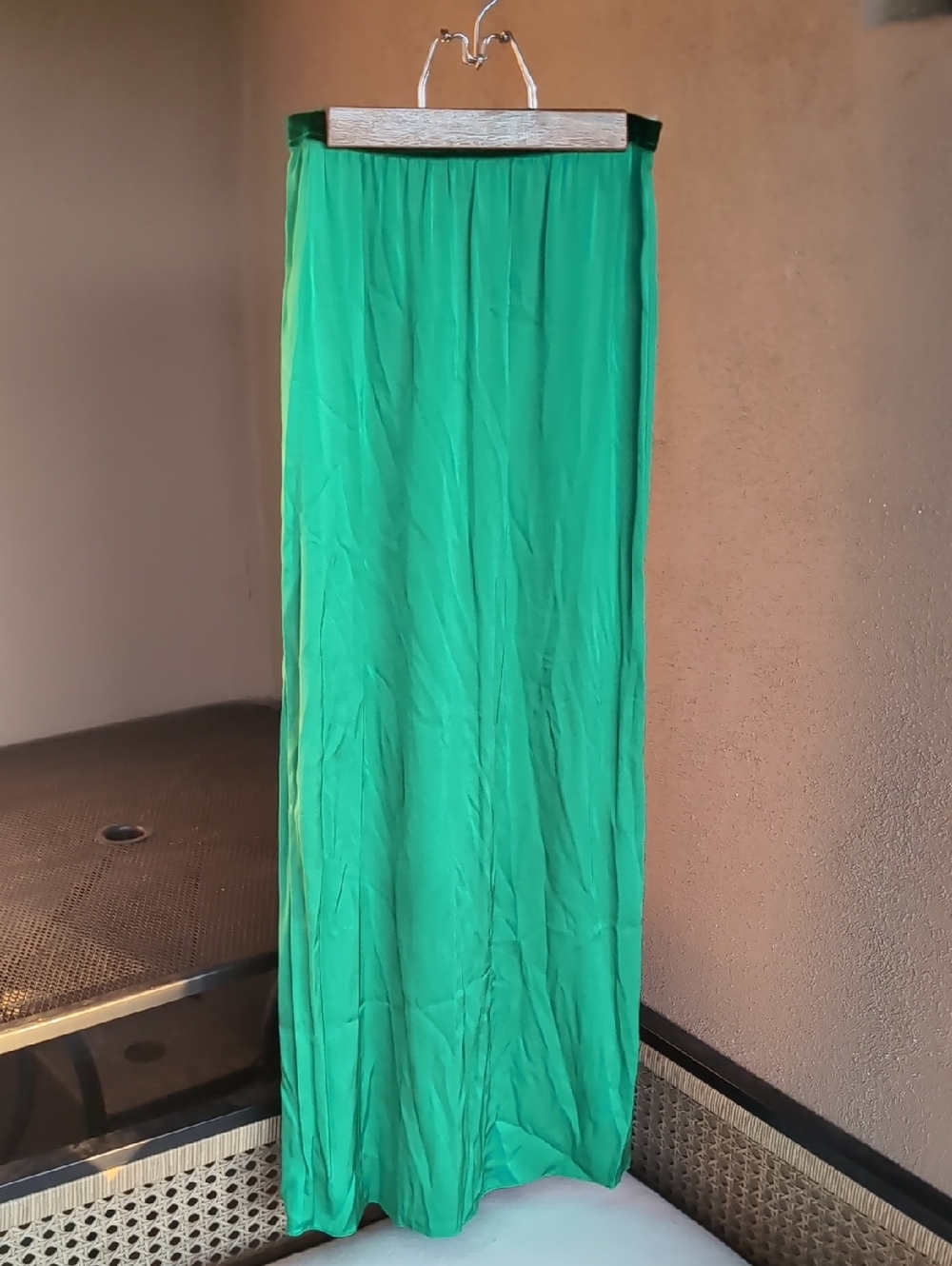 Johanna Ortiz Emerald Green Maxi Skirt with Stretch Waist